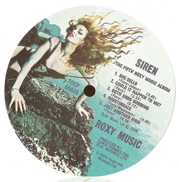 Label Replica Insert, Roxy Music - Siren